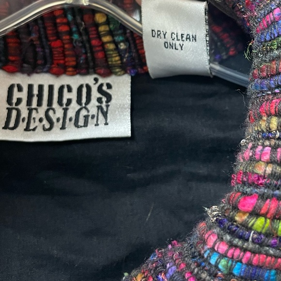 CHICO’S Silk Muticolor Jacket • size 2 aka Large • zip up • striped woven design - Picture 10 of 14